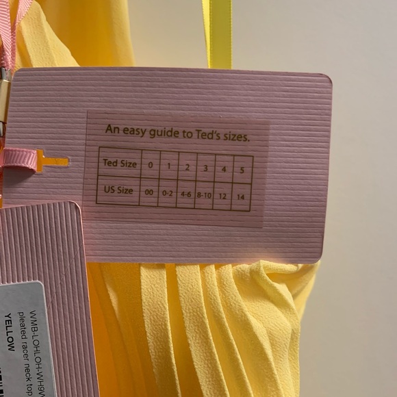 Ted Baker Yellow Pleated Racer Neck Top BNWT size 2 US 4-6 - Picture 9 of 11